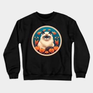 Birman Cat Halloween, Cat Lover Crewneck Sweatshirt